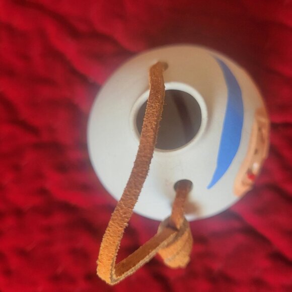 Handcrafted New Mexico Pueblo-Themed Ceramic Ornament With Leather Loop - Picture 3 of 10